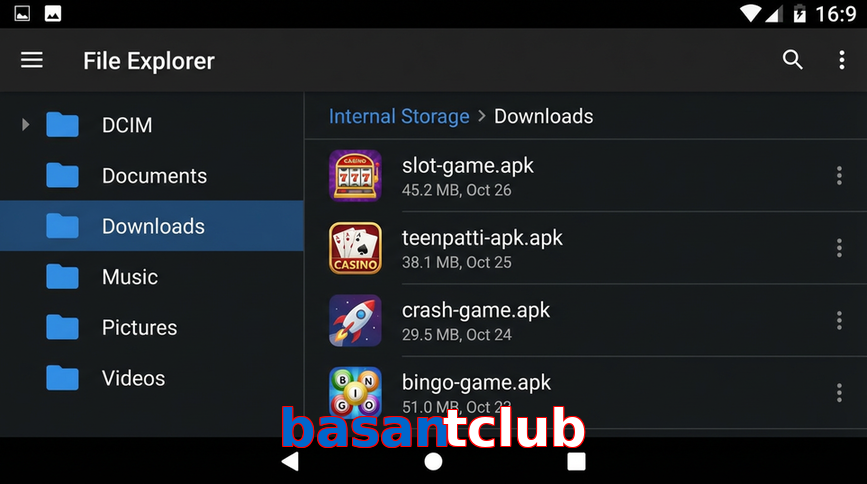 Main screen of Basantclub gameapk page for PK players