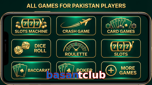 Main screen of Basantclub games page for PK players