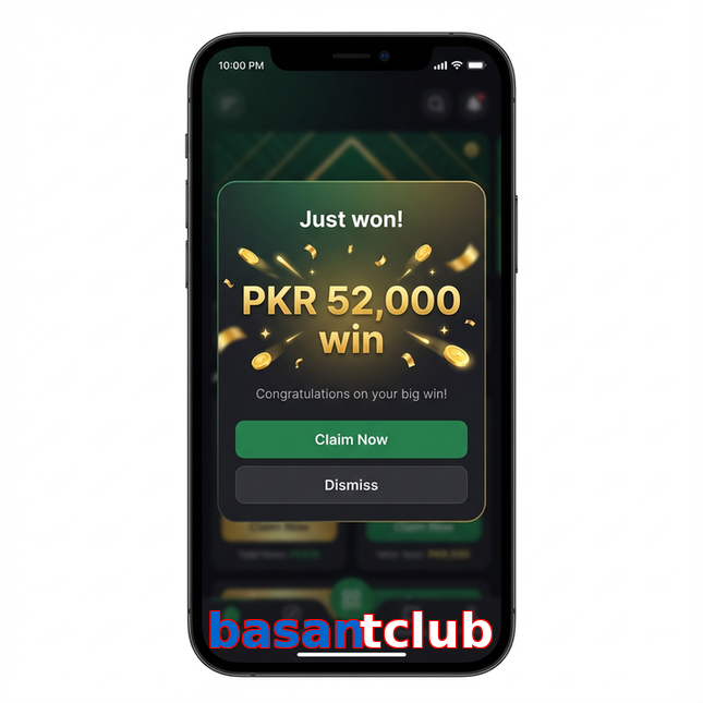 Main screen of Basantclub win page for PK players
